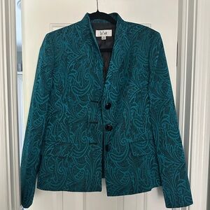 Le Suit Size 12 Peacock and Black Paisley Jacket